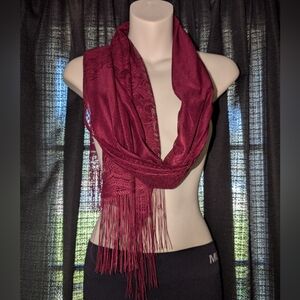 Elegant Burgundy Lace Scarf